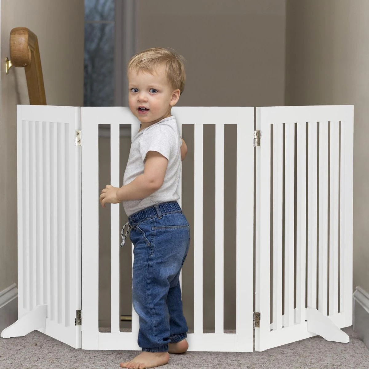 Relaxdays Kinderhekje Zonder Boren - Hondenhek Binnen - Haardhek - Wit - MDF - 70 Cm Hoog - 4 Panelen 4 Relaxdays Kinderhekje Zonder Boren - Hondenhek Binnen - Haardhek - Wit - MDF - 70 Cm Hoog - 4 Panelen - Afbeelding 4