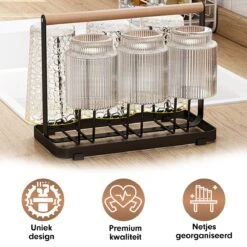 Flessenrek - Droogrek Babyfles - Flessen Rek Baby - Flessendroogrek - Afdruiprek - Afwasrek - Flessenrekje - Lekbak - Égouttoir - Zwart Met Houten Handvat - Vetalo 18 Flessenrek - Droogrek Babyfles - Flessen Rek Baby - Flessendroogrek - Afdruiprek - Afwasrek - Flessenrekje - Lekbak - Égouttoir - Zwart Met Houten Handvat - Vetalo -Pasgeborenen En Jonge Kinderen 1200x1200 265