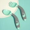 Merkloos Baby Bestek Siliconen - Vork En Lepel - Buigzaam Oefenbestek - Babyservies - Groen