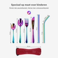 Damster Kinderbestek - Reisbestek Voor Kinderen - Inclusief Herbruikbare Rietjes - School - Meerkleurig -Pasgeborenen En Jonge Kinderen 1200x1200 2791