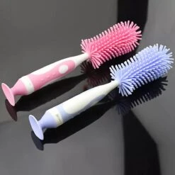 Merkloos Flessenborstel - Schoonmaakborstel Babyfles - Flessenreiniger - Fles Afwasborstel - Borstel Voor Drinkbus Of Drinkfles - Silicone - Duurzaam - Roze -Pasgeborenen En Jonge Kinderen 1200x1200 319