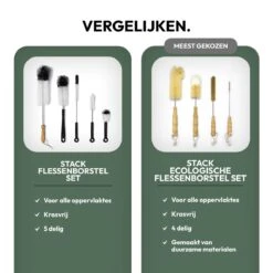 STACK Flessenborstel Set | Speenborstel Set - Flessen Reiniger Set - Melkfles Borstel Set - Drinkfles Reiniger Set - Schoonmaakborstel Set - Flessenreiniger Set - Pijpenborstel - Kras En BPA Vrij - 5 Delige Set Voor Ieder Oppervlak -Pasgeborenen En Jonge Kinderen 1200x1200 322