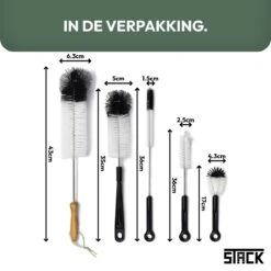 STACK Flessenborstel Set | Speenborstel Set - Flessen Reiniger Set - Melkfles Borstel Set - Drinkfles Reiniger Set - Schoonmaakborstel Set - Flessenreiniger Set - Pijpenborstel - Kras En BPA Vrij - 5 Delige Set Voor Ieder Oppervlak -Pasgeborenen En Jonge Kinderen 1200x1200 324