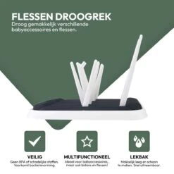 STACK Flessen Droogrek Met Flessenborstel | Zwart - Geschikt Voor Flessen En Doppen - Droogrek Voor Flessen - Baby Flessenrek - Afdruiprek Baby - Drying Rack - Babyfles Droogrek - Afdruiprek Fles Met Lekbak - Afdruiprek - Babyflessen - Flessenrek -Pasgeborenen En Jonge Kinderen 1200x1200 334