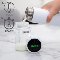 Nûby - RapidCool™ - Maak De Perfecte Flesvoeding Voor Je Baby - Flessenkoeler - Inclusief Melkpoederdispenser En Digitaal Deksel - Wit -Pasgeborenen En Jonge Kinderen 1200x1200 455