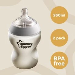 Tommee Tippee Closer To Nature - Zuigflessen - Langzame Uitstroomsnelheid - Anti-colic Ventiel - 260 Ml - Verpakking Van 2 Stuks - Doorzichtig -Pasgeborenen En Jonge Kinderen 1200x1200 534