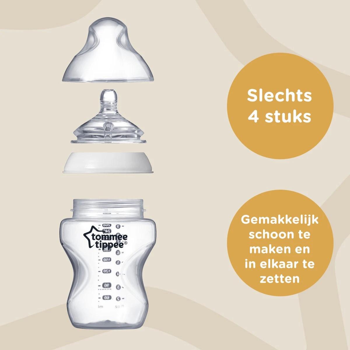 Tommee Tippee Closer To Nature -babyflessen - Langzaam Strom - Borstachtige Speen - Anti-koelik, 260 Ml, Pak Van 3 3 Tommee Tippee Closer To Nature -babyflessen - Langzaam Strom - Borstachtige Speen - Anti-koelik, 260 Ml, Pak Van 3 - Afbeelding 3