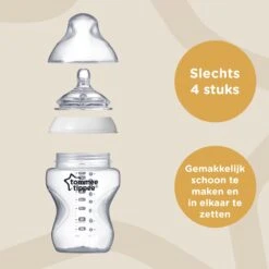 Tommee Tippee Closer To Nature - Zuigflessen - Langzame Uitstroomsnelheid - Anti-colic Ventiel - 260 Ml - Pak Van 1 - Doorzichtig -Pasgeborenen En Jonge Kinderen 1200x1200 612