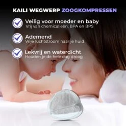 Mother's Gem Zoogcompressen 100 Stuks - Borstcompressen Wegwerp – Kraampakket Nursing Pads – Extra Dun En Onzichtbaar – Zoogkompressen Superabsorberend -Pasgeborenen En Jonge Kinderen 1200x1200 748