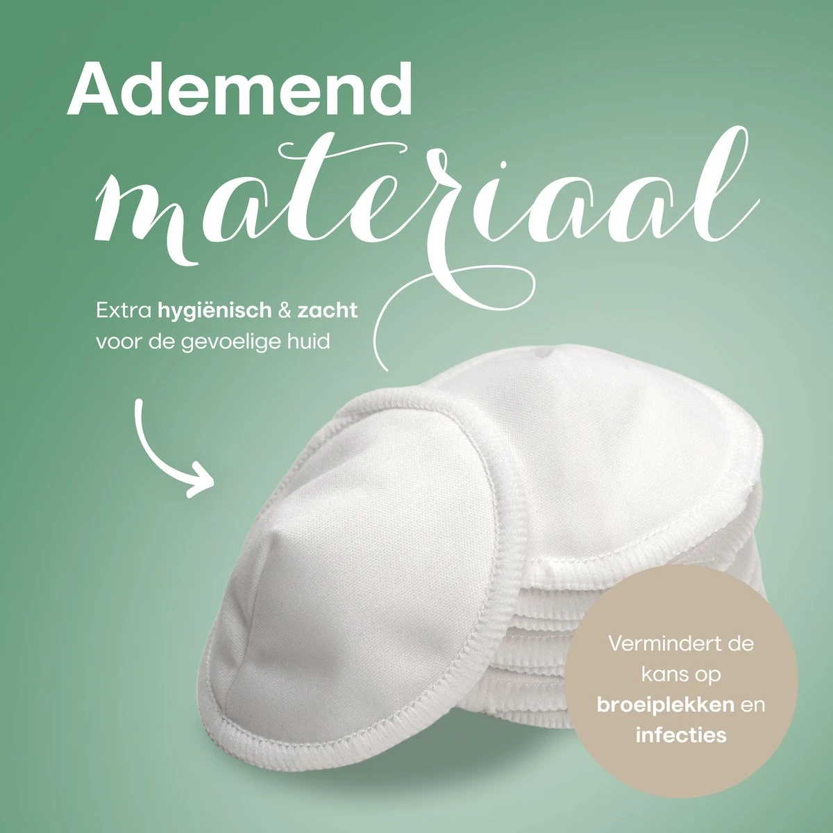 Wasbare Zoogcompressen - Cup B T/m E - Herbruikbare Borstcompressen Wasbaar - Inclusief Waszak&Opbergetui - 16 Stuks - Wit & Groen 2 Wasbare Zoogcompressen - Cup B T/m E - Herbruikbare Borstcompressen Wasbaar - Inclusief Waszak&Opbergetui - 16 Stuks - Wit & Groen - Afbeelding 2