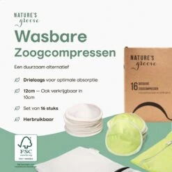 Wasbare Zoogcompressen - Cup B T/m E - Herbruikbare Borstcompressen Wasbaar - Inclusief Waszak&Opbergetui - 16 Stuks - Wit & Groen 12 Wasbare Zoogcompressen - Cup B T/m E - Herbruikbare Borstcompressen Wasbaar - Inclusief Waszak&Opbergetui - 16 Stuks - Wit & Groen -Pasgeborenen En Jonge Kinderen 1200x1200 868
