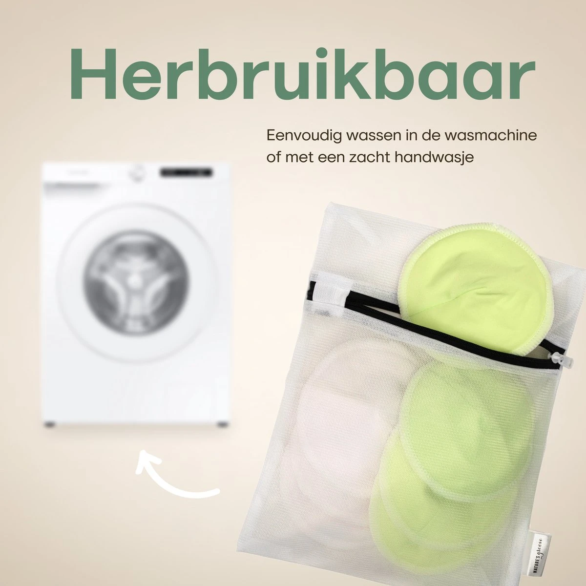 Wasbare Zoogcompressen - Cup B T/m E - Herbruikbare Borstcompressen Wasbaar - Inclusief Waszak&Opbergetui - 16 Stuks - Wit & Groen 8 Wasbare Zoogcompressen - Cup B T/m E - Herbruikbare Borstcompressen Wasbaar - Inclusief Waszak&Opbergetui - 16 Stuks - Wit & Groen - Afbeelding 8