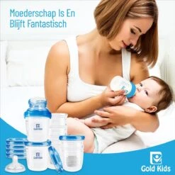 Gold Kids Moedermelk Bewaarbekers Voor Babyvoeding – Compleet Pakket Inclusief Adapter En Speen - Bewaarbakjes -Pasgeborenen En Jonge Kinderen 1200x1200 885