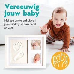 Baby Fotolijst - Gipsafdruk Baby - Klei Afdruk Baby Voet En Hand - Kraamcadeau Jongen Of Meisje - Babyshower - Kraampakket/Geboorte Cadeau -Pasgeborenen En Jonge Kinderen 1200x1200 889