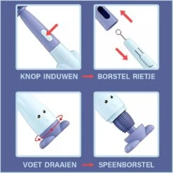Baby Flessenborstel - Flessenreiniger - Flessenborstel Siliconen - Flesvoedingsaccessoires - BPA Vrij - Groen - 3 In 1 -Pasgeborenen En Jonge Kinderen 1200x1200 98