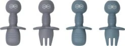JU&MP Kinderbestek - Baby - 2 Baby Lepeltjes En Vorkjes - Baby Bestek - BPA-Vrij - Blauw Grijs -Pasgeborenen En Jonge Kinderen 1200x449