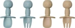JU&MP Kinderbestek - Baby - 2 Baby Lepeltjes En Vorkjes - Baby Bestek - BPA-Vrij - Lichtblauw Beige