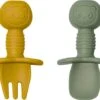 JU&MP Kinderbestek - Baby - 2 Baby Lepeltjes En Vorkjes - Baby Bestek - BPA-Vrij - Groen Mango