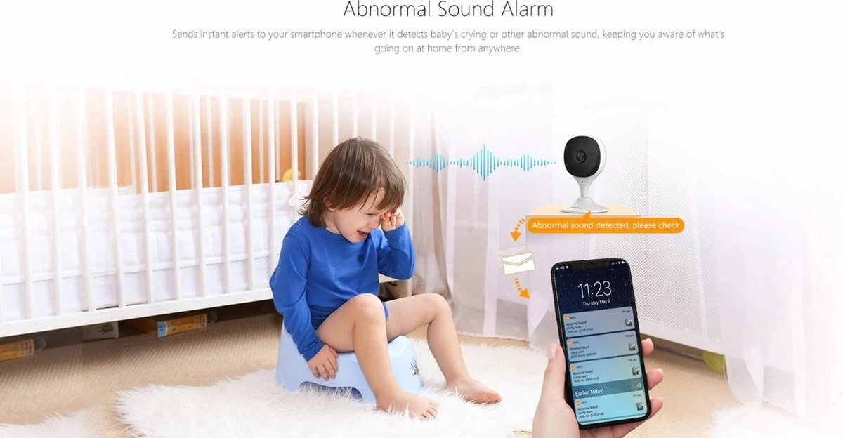 Babyfoon Met Camera - Met App - Geluid En Bewegingsdetectie - 32 Gb SD Card - Nachtvisie - Full HD - Wifi - Wit 9 Babyfoon Met Camera - Met App - Geluid En Bewegingsdetectie - 32 Gb SD Card - Nachtvisie - Full HD - Wifi - Wit - Afbeelding 9