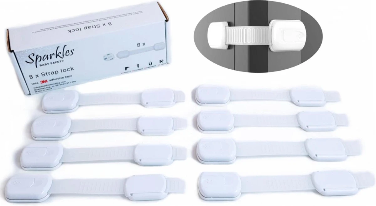 Sparkless Baby Safety Zelfklevende Bandsloten - Kinderslot - 18 Cm - 8 Stuks 1 Sparkless Baby Safety Zelfklevende Bandsloten - Kinderslot - 18 Cm - 8 Stuks