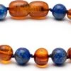 Barnsteen Armband Donkerblauw - Helpt Bij Doorkomende Tandjes - Baltisch Amber - Slaapkops