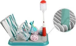 Nevi Afdruiprek Met Lekbak - Afdruipmat Voor 10 Flessen - Opvouwbaar Droogrek Babyfles - Inclusief Afwasborstel -Pasgeborenen En Jonge Kinderen 1200x726