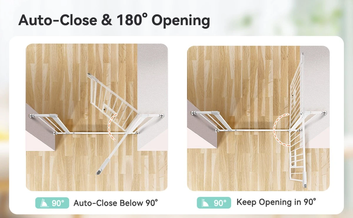 Merkloos Traphekje - Traphek Zonder Boren - 75-103cm Veiligheidshek Met Kattendeur - Veiligheidshekje -Hondenhek - Voor Baby's, Kinderen, Hond En Katten - Wit 3 Merkloos Traphekje - Traphek Zonder Boren - 75-103cm Veiligheidshek Met Kattendeur - Veiligheidshekje -Hondenhek - Voor Baby's, Kinderen, Hond En Katten - Wit - Afbeelding 3