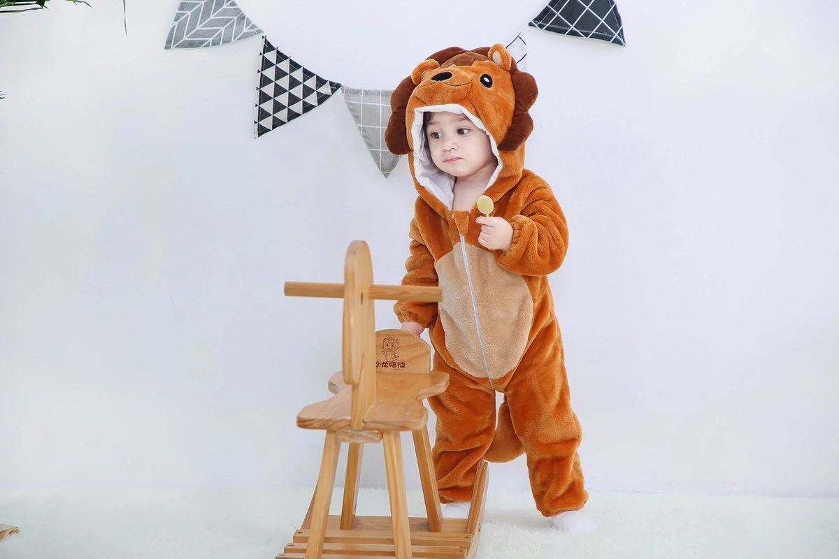 Budino Baby Romper Pyjama Onesie Leeuw - Bruin - Maat 100 2 Budino Baby Romper Pyjama Onesie Leeuw - Bruin - Maat 100 - Afbeelding 2