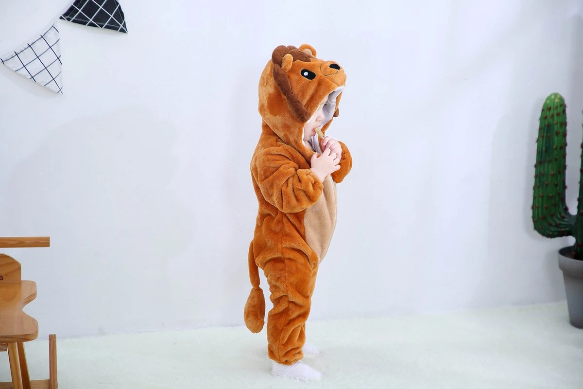 Budino Baby Romper Pyjama Onesie Leeuw - Bruin - Maat 100 4 Budino Baby Romper Pyjama Onesie Leeuw - Bruin - Maat 100 - Afbeelding 4