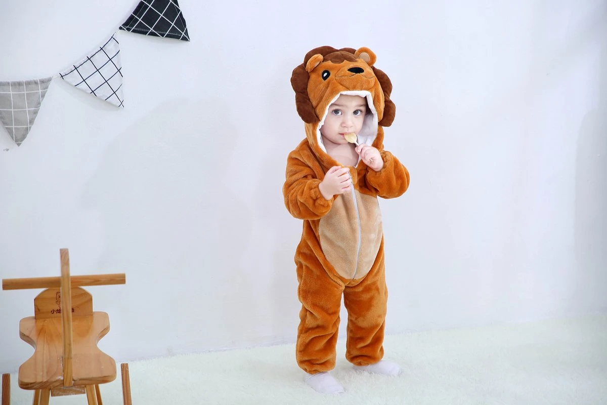 Budino Baby Romper Pyjama Onesie Leeuw - Bruin - Maat 100 11 Budino Baby Romper Pyjama Onesie Leeuw - Bruin - Maat 100 - Afbeelding 11