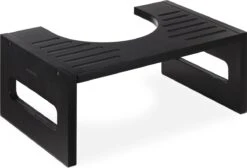 Navaris Bamboe Toiletkrukje Voor Volwassenen - WC Krukje Voor De Juiste Houding - Antislip-oppervlak - Zwart