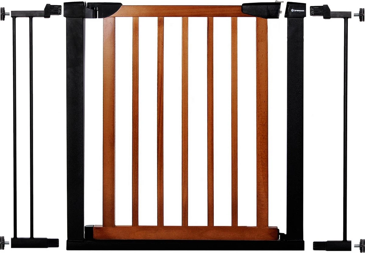 Springos Traphekje | Traphek | Veiligheidshekje | Metaal | Hout | Zwart/Bruin | 97 - 103 Cm 1 Springos Traphekje | Traphek | Veiligheidshekje | Metaal | Hout | Zwart/Bruin | 97 - 103 Cm