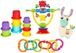 Playgro Sensoriche Ontdek Geschenkset - Kraamkado - Lama Knuffel - Kinderstoelspeeltje - 9 Bekers - 6 Ringen -Pasgeborenen En Jonge Kinderen 1200x840 2