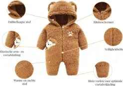 Budino Luxe Baby Pyjama Romper Onesie Dear Beer Dier - Bruin - 3 Mnd -Pasgeborenen En Jonge Kinderen 1200x845 4