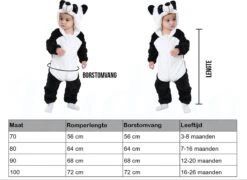 Budino Baby Romper Pyjama Onesie Pandabeer Dier - Wit Zwart - Maat 100 -Pasgeborenen En Jonge Kinderen 1200x873 3