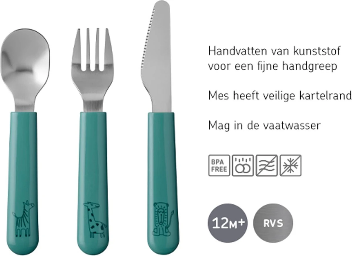 Mepal Mio – Kinderbestekset 3 –delig – Bestaat Uit Een Mes, Vork En Lepel– Deep Blue - Ideaal Voor Peuters En Kleuters – Kinderbestek 4 Mepal Mio – Kinderbestekset 3 –delig – Bestaat Uit Een Mes, Vork En Lepel– Deep Blue - Ideaal Voor Peuters En Kleuters – Kinderbestek - Afbeelding 4