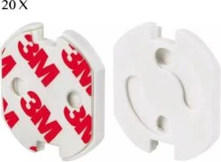 Merkloos 20x Stopcontact Beveiliging – Bescherming Stopcontact – Veiligheid Voor De Baby – Zelfklevend – EU Stopcontact - Wit