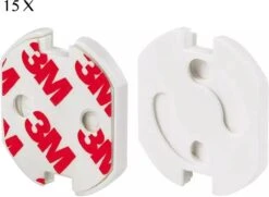 Merkloos 15x Stopcontact Beveiliging – Bescherming Stopcontact – Veiligheid Voor De Baby – Zelfklevend – EU Stopcontact - Wit