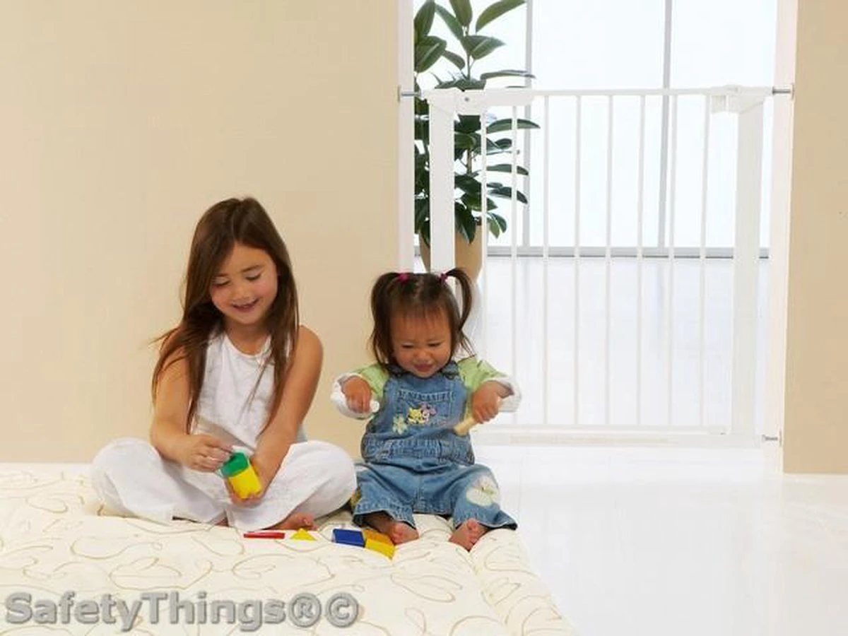 BabyDan - Premier- PLUS - Wit - Klemhek Met 4 Spijlen H 72cm Br 99 Tot106 3cm Zonder Boren 2 BabyDan - Premier- PLUS - Wit - Klemhek Met 4 Spijlen H 72cm Br 99 Tot106 3cm Zonder Boren - Afbeelding 2