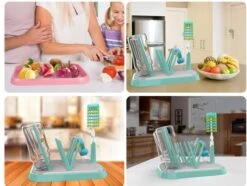 Nevi Afdruiprek Met Lekbak - Afdruipmat Voor 10 Flessen - Opvouwbaar Droogrek Babyfles - Inclusief Afwasborstel -Pasgeborenen En Jonge Kinderen 1200x904