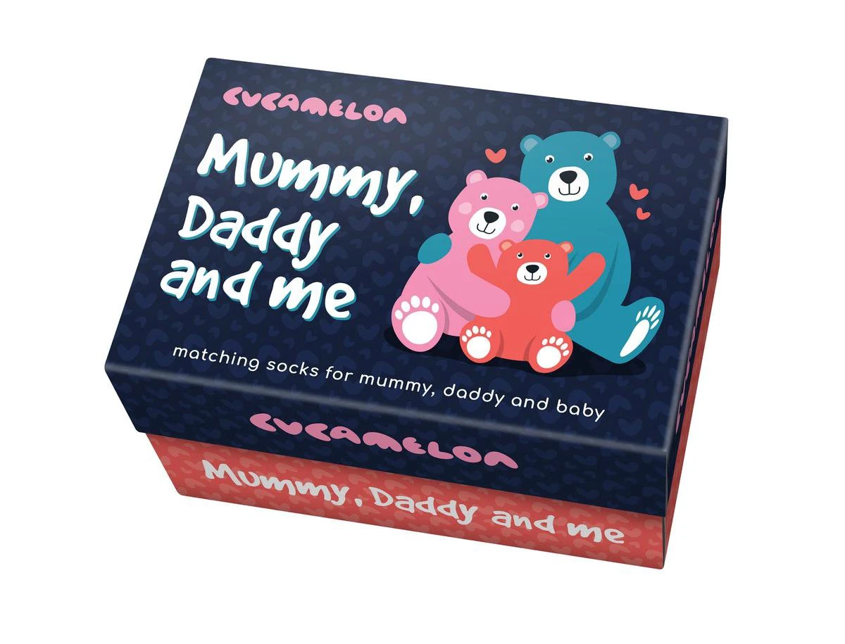 Cadeaudoosje Met Papa Mama Baby Sokken - Mummy Daddy And Me - Kraamcadeau - Geschenk Babyshower 2 Cadeaudoosje Met Papa Mama Baby Sokken - Mummy Daddy And Me - Kraamcadeau - Geschenk Babyshower - Afbeelding 2