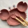 Baby Bord - Set - Van Les Petits Citrons Kinderbord Set -van Siliconen Met Zuignap Roze/ Luxe - Krab Vorm - Baby - Met Zuignap - Kinderservies - Babybord - Kinder Eetset - Kinderbord