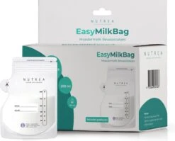 Nutrea – 100 Stuks – Moedermelk Bewaarzakjes Met Schenktuit – 200 Ml – Inclusief Pen – Borstvoeding Bewaarzakje