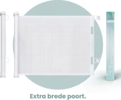 Luxe Oprolbaar Traphekje Wit - Kinderhekje Voor Baby - Hondenhek - Veiligheidshek - Huisdieren - Deurhekje - 86x150 Cm