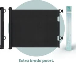 Luxe Oprolbaar Traphekje - Kinderhekje Voor Baby - Hondenhek - Veiligheidshek - Huisdieren - Deurhekje - Zwart - 86x150 Cm