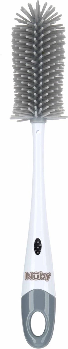 Nuby - Silicone Flessenborstel Met Houder - Grijs 3 Nuby - Silicone Flessenborstel Met Houder - Grijs - Afbeelding 3