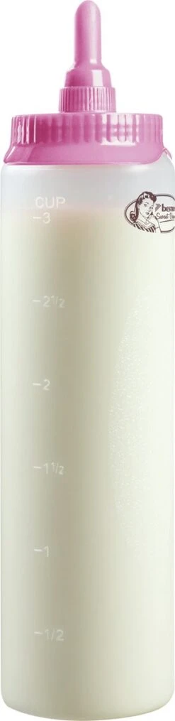 Bestron Doseerfles Voor 700 Ml, Met Schaalverdeling Voor Crêpes, Poffertjes, Pannenkoeken, Wafels, Muffins Of Donutbeslag, Kleur: Wit