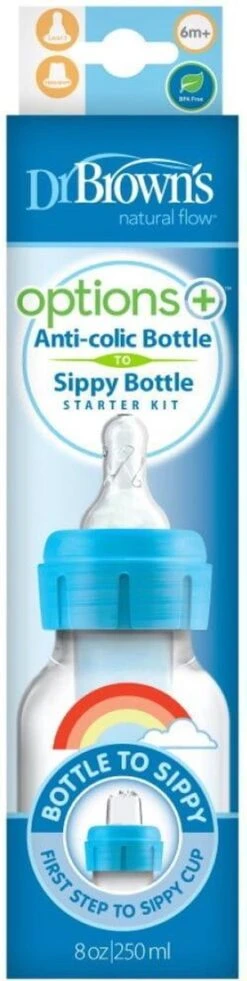 Dr. Brown's Transitiefles - 250 Ml - Smalle Halsfles - Blauw -Pasgeborenen En Jonge Kinderen 302x1200