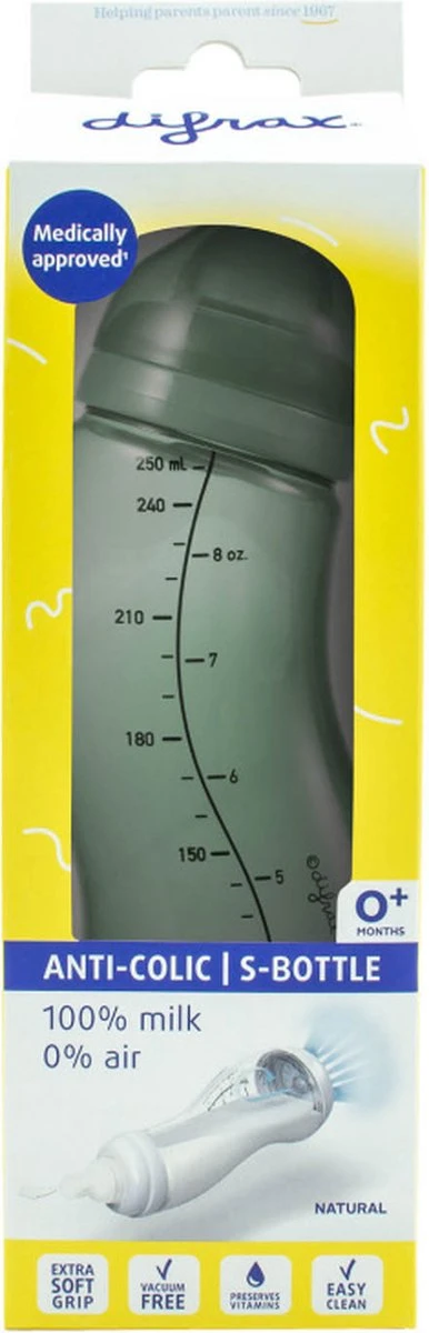 Difrax - S-Fles Natural - Babyfles Sage - 0+ Maanden - 250ml 2 Difrax - S-Fles Natural - Babyfles Sage - 0+ Maanden - 250ml - Afbeelding 2