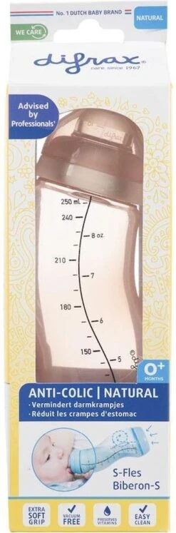 Difrax Anti-Colic S-Babyfles Natural - 250 Ml - Blossom/Roze -Pasgeborenen En Jonge Kinderen 397x1200 1